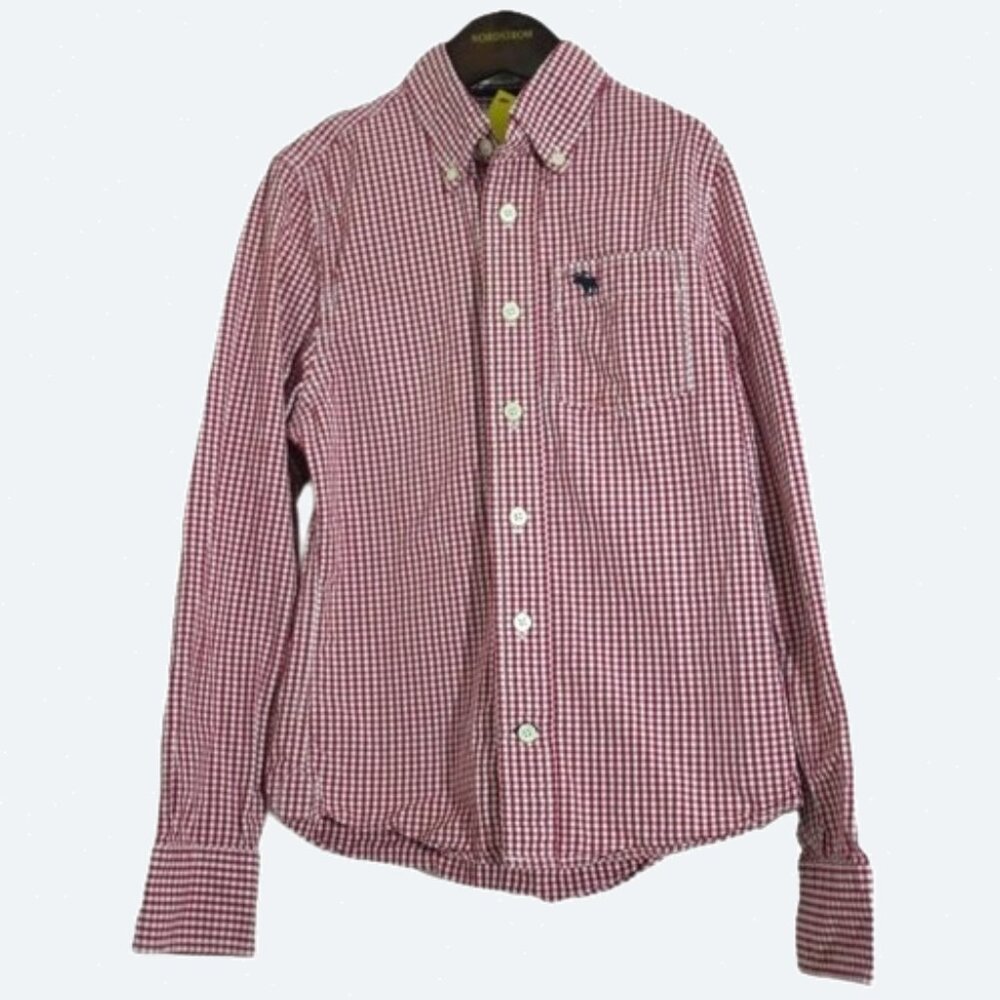 Abercrombie Kids Red Check Gingham Muscle Shirt 100% Cotton size S